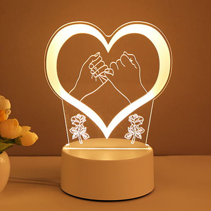 Valentines Day 3D Lamp Acrylic USB LED Night Lights Valentines Day Gifts