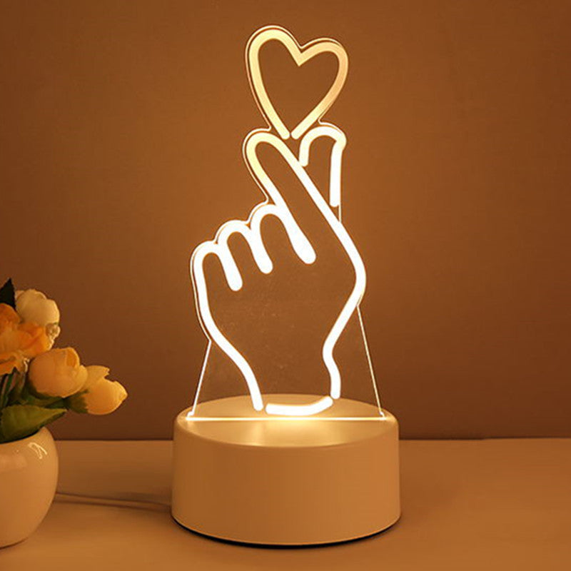 Valentines Day 3D Lamp Acrylic USB LED Night Lights Valentines Day Gifts