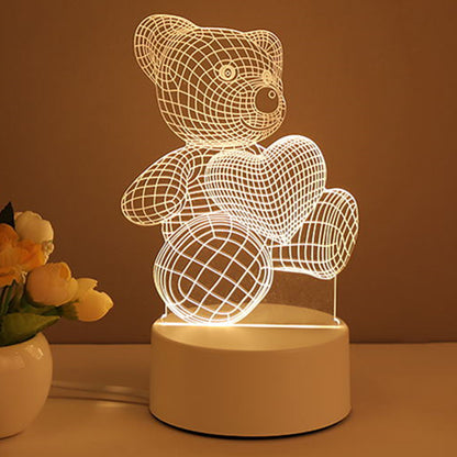 Valentines Day 3D Lamp Acrylic USB LED Night Lights Valentines Day Gifts