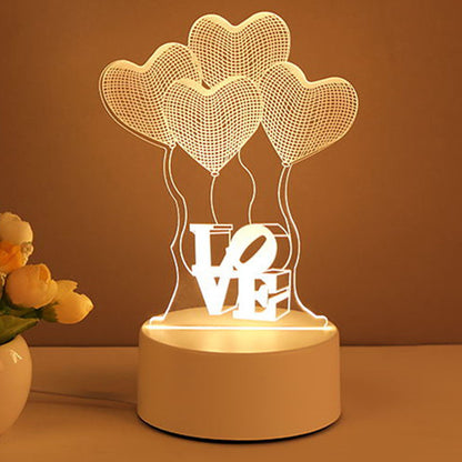 Valentines Day 3D Lamp Acrylic USB LED Night Lights Valentines Day Gifts