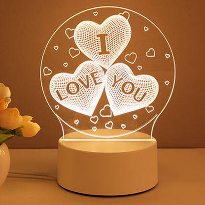 Valentines Day 3D Lamp Acrylic USB LED Night Lights Valentines Day Gifts