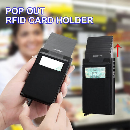 Pop-Up Card Holder RFID Protection Slim Aluminum Men Wallet