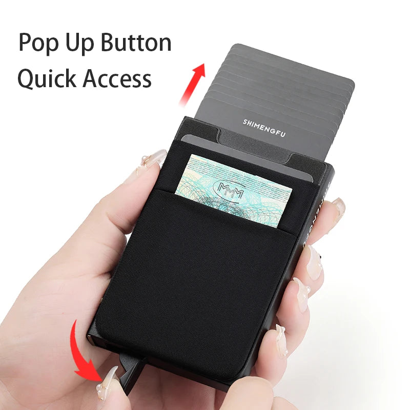 Pop-Up Card Holder RFID Protection Slim Aluminum Men Wallet