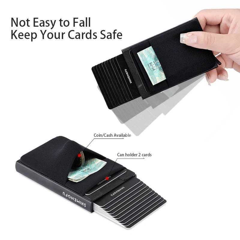 Pop-Up Card Holder RFID Protection Slim Aluminum Men Wallet