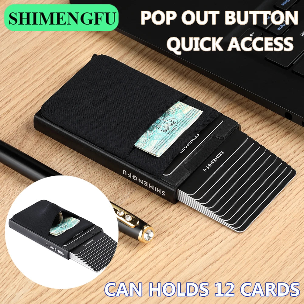 Pop-Up Card Holder RFID Protection Slim Aluminum Men Wallet