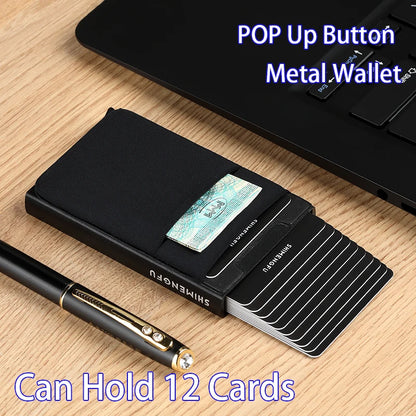 Pop-Up Card Holder RFID Protection Slim Aluminum Men Wallet